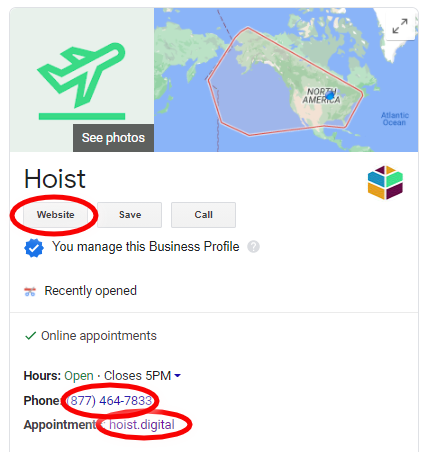 Google My Business profile of Hoist